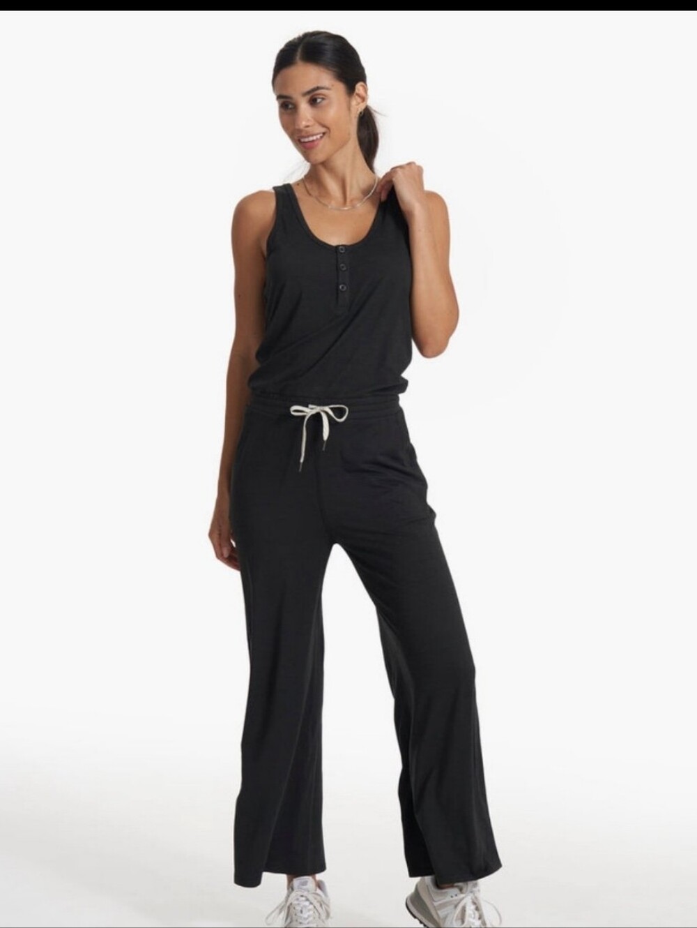 Vuori Falls Wideleg Jumpsuit Heather Black Size Medium